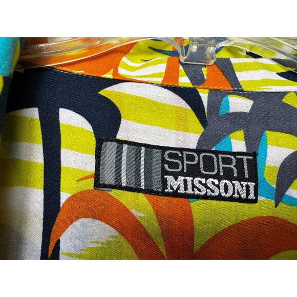 Mens Missoni Sport Hawaiian Shirt‎ XL 100% Cotton Palm Tree Print Italy beach - Picture 3 of 5